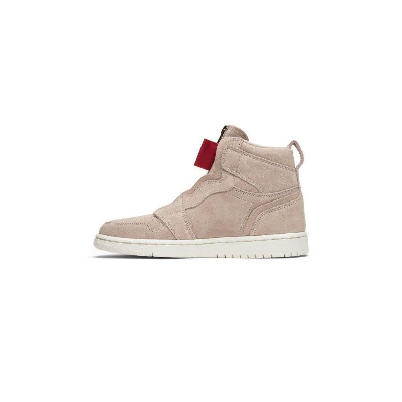 Air Jordan 1 High Zip Beige Rød Hvid Sko Dame