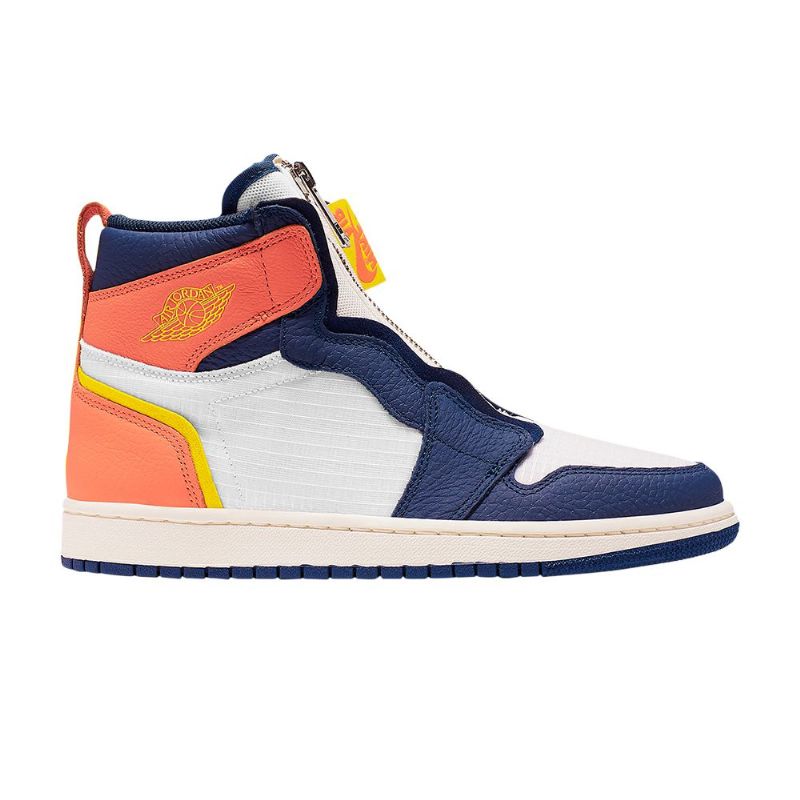 Air Jordan 1 High Zip Hvid Blå Orange Gul Sko Dame