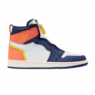 Air Jordan 1 High Zip Hvid Blå Orange Gul Sko Dame