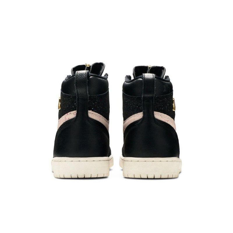 Air Jordan 1 High Zip Sort Lyserød Guld Sko Dame