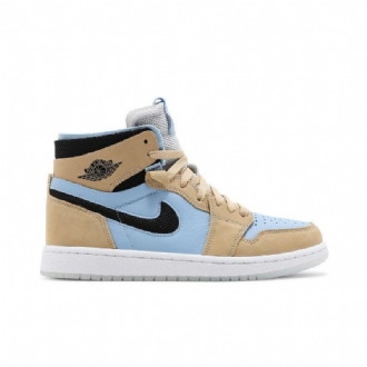 Air Jordan 1 High Zoom Comfort Blå Brun Sort Hvid Sko Dame