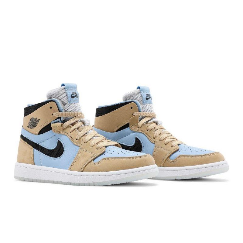 Air Jordan 1 High Zoom Comfort Blå Brun Sort Hvid Sko Dame