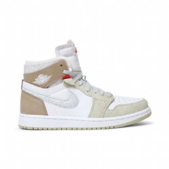 Air Jordan 1 High Zoom Comfort Hvid Olivengrøn Khaki Sko Dame
