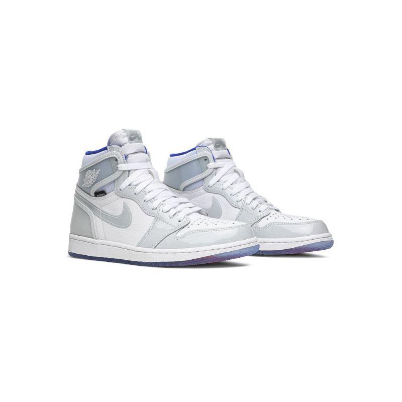 Air Jordan 1 High Zoom Hvid Blå Grå Sko Herre