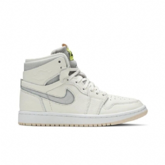 Air Jordan 1 High Zoom Hvid Grå Gul Sko Dame