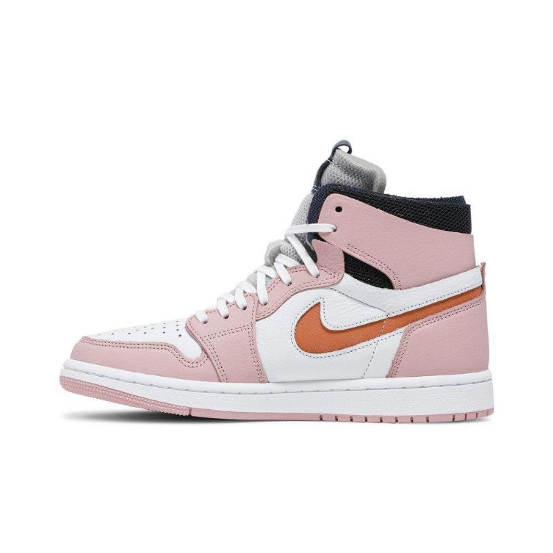 Air Jordan 1 High Zoom Lyserød Hvid Grå Sort Sko Dame