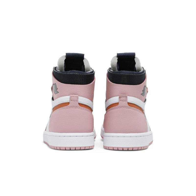 Air Jordan 1 High Zoom Lyserød Hvid Grå Sort Sko Dame