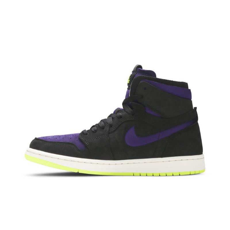 Air Jordan 1 High Zoom Sort Lilla Gul Sko Dame