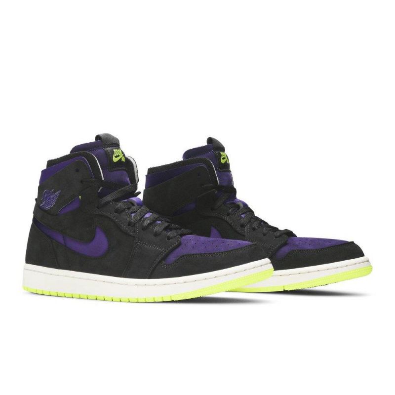 Air Jordan 1 High Zoom Sort Lilla Gul Sko Dame