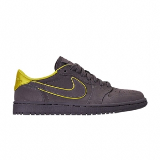 Air Jordan 1 Low Grå Gul Sko Dame