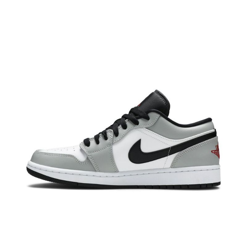 Air Jordan 1 Low Grå Hvid Sort Rød Sko Herre