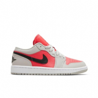 Air Jordan 1 Low Grå Rød Sort Sko Dame