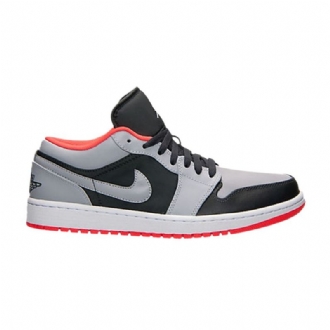 Air Jordan 1 Low Grå Sort Rød Hvid Sko Herre