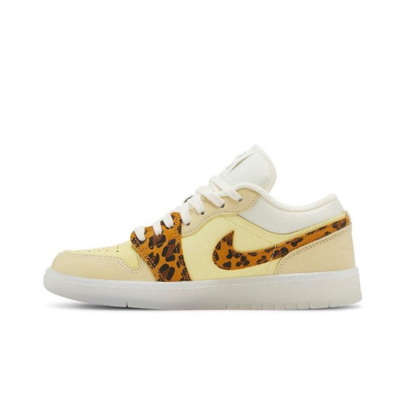 Air Jordan 1 Low Gul Hvid Leopard Sko Dame