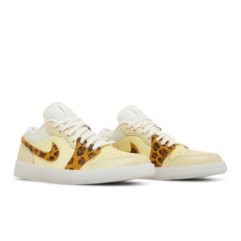 Air Jordan 1 Low Gul Hvid Leopard Sko Dame