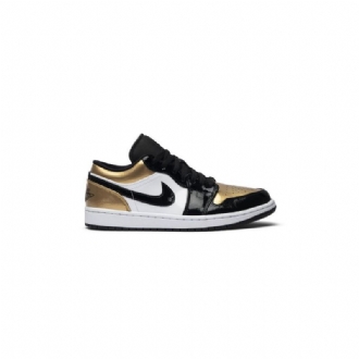 Air Jordan 1 Low Guld Hvid Sort Sko Herre