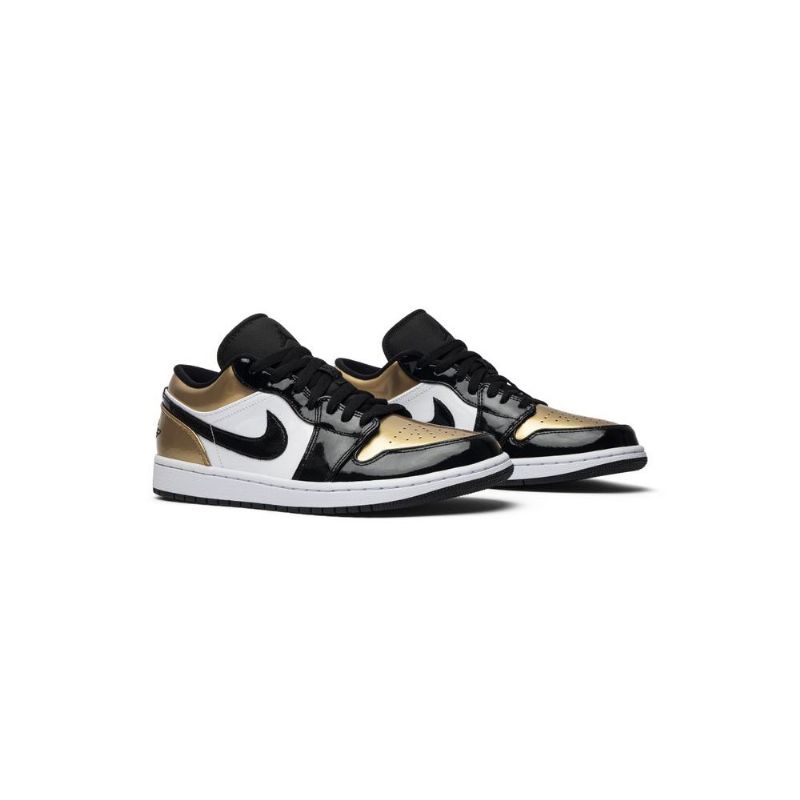 Air Jordan 1 Low Guld Hvid Sort Sko Herre