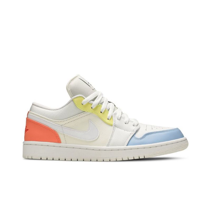 Air Jordan 1 Low Hvid Blå Gul Lyserød Sko Herre