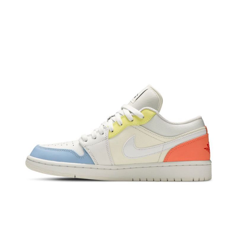 Air Jordan 1 Low Hvid Blå Gul Lyserød Sko Herre