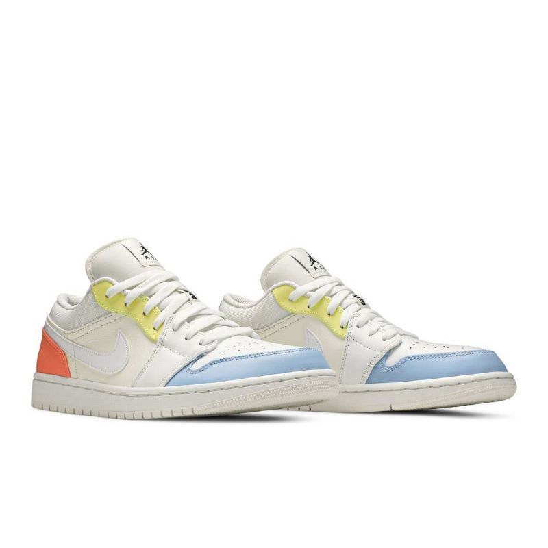 Air Jordan 1 Low Hvid Blå Gul Lyserød Sko Herre
