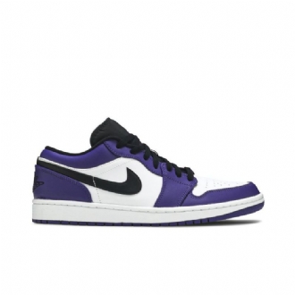 Air Jordan 1 Low Hvid Lilla Sort Sko Herre