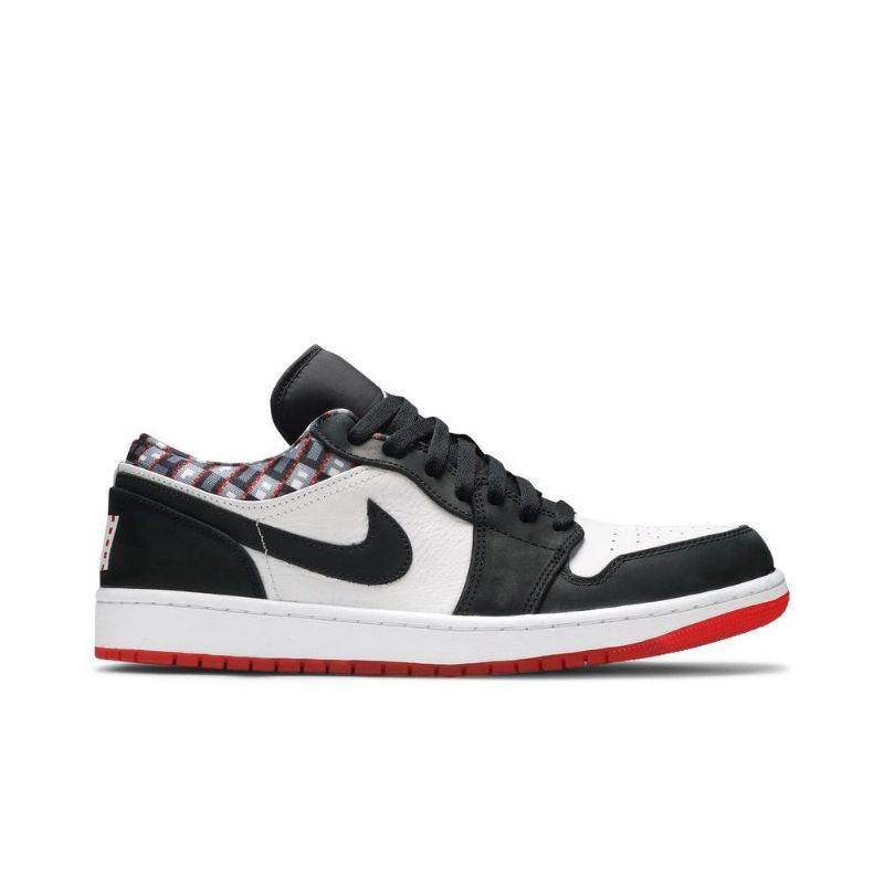Air Jordan 1 Low Hvid Sort Rød Sko Herre
