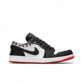 Air Jordan 1 Low Hvid Sort Rød Sko Herre