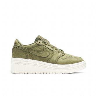 Air Jordan 1 Low Lifted Olivengrøn Hvid Sko Dame