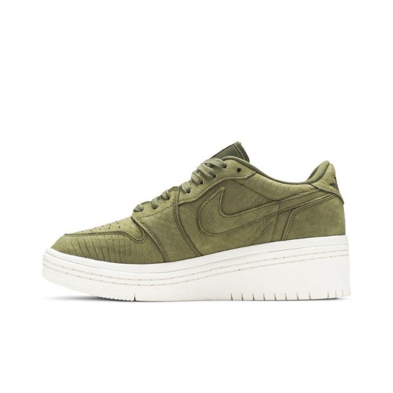 Air Jordan 1 Low Lifted Olivengrøn Hvid Sko Dame