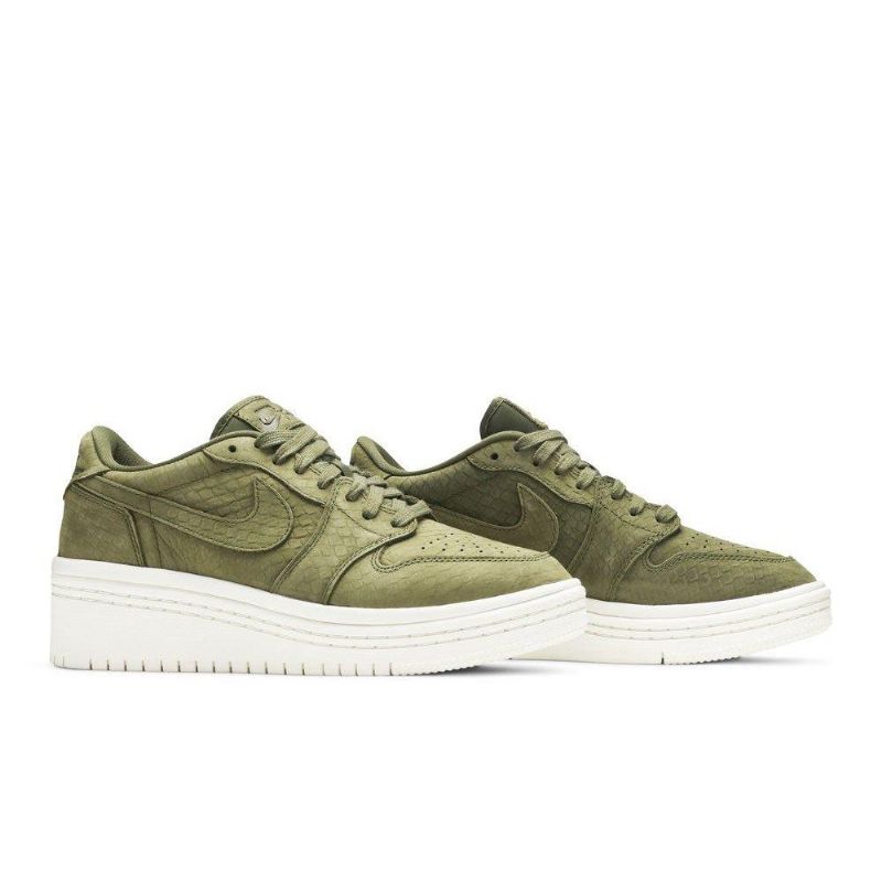 Air Jordan 1 Low Lifted Olivengrøn Hvid Sko Dame