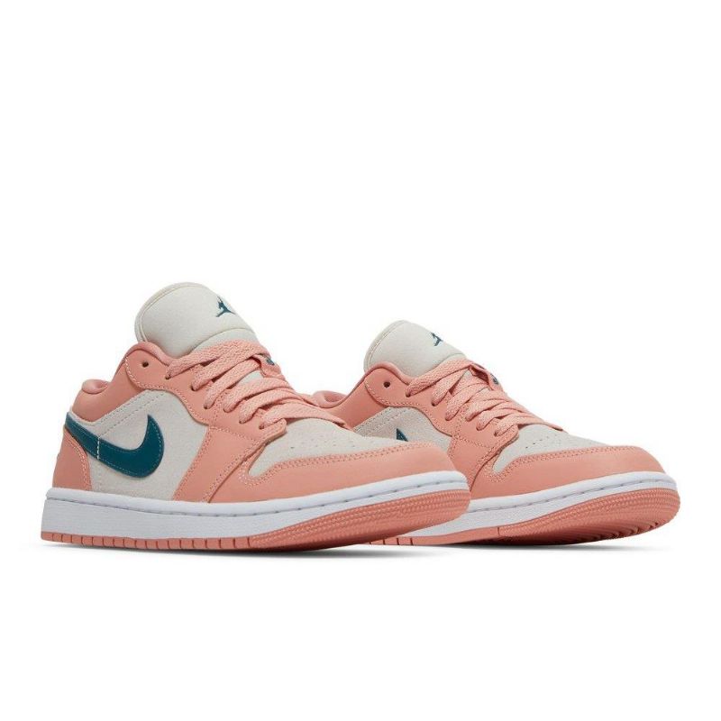 Air Jordan 1 Low Lyserød Grå Grøn Sko Dame