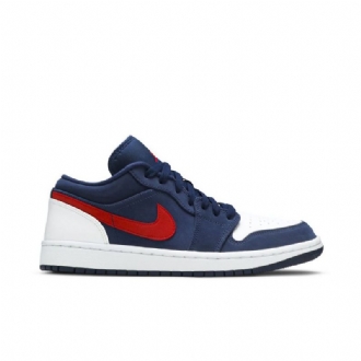 Air Jordan 1 Low Marineblå Hvid Rød Sko Herre
