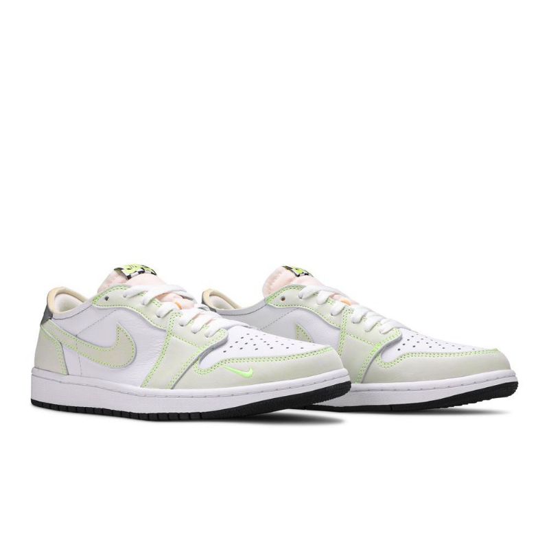 Air Jordan 1 Low Og Hvid Grøn Grå Sko Herre
