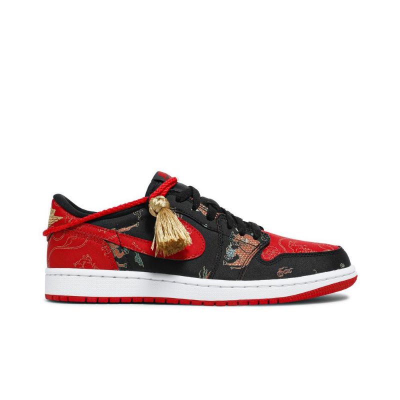 Air Jordan 1 Low Og Rød Sort Guld Sko Herre