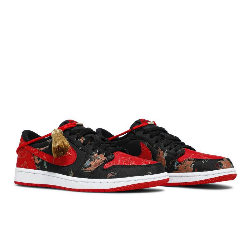 Air Jordan 1 Low Og Rød Sort Guld Sko Herre