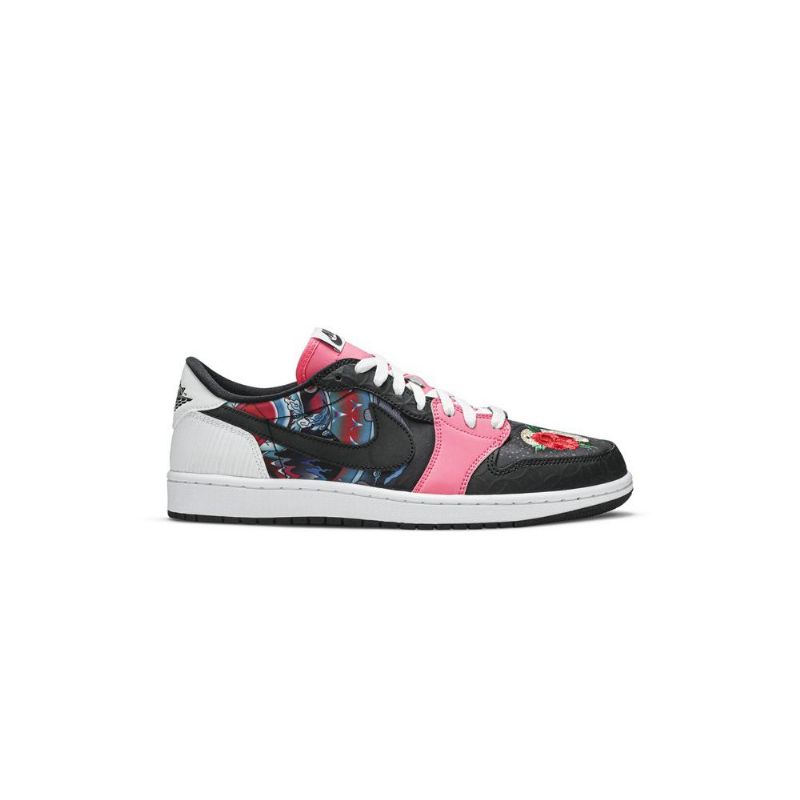 Air Jordan 1 Low Og Sort Lyserød Hvid Flerfarvede Sko Herre