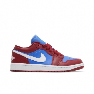 Air Jordan 1 Low Rød Blå Hvid Sko Dame