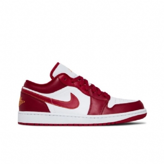 Air Jordan 1 Low Rød Hvid Guld Sko Herre