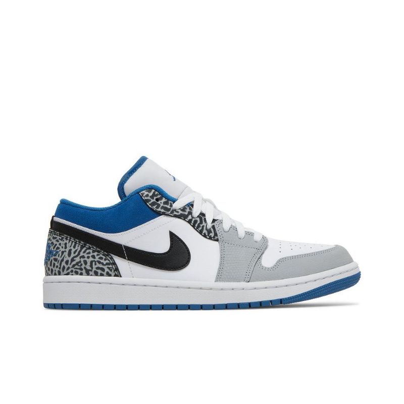 Air Jordan 1 Low Se Blå Hvid Grå Sort Sko Herre
