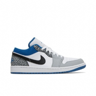 Air Jordan 1 Low Se Blå Hvid Grå Sort Sko Herre