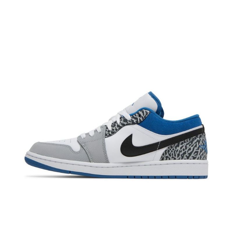 Air Jordan 1 Low Se Blå Hvid Grå Sort Sko Herre