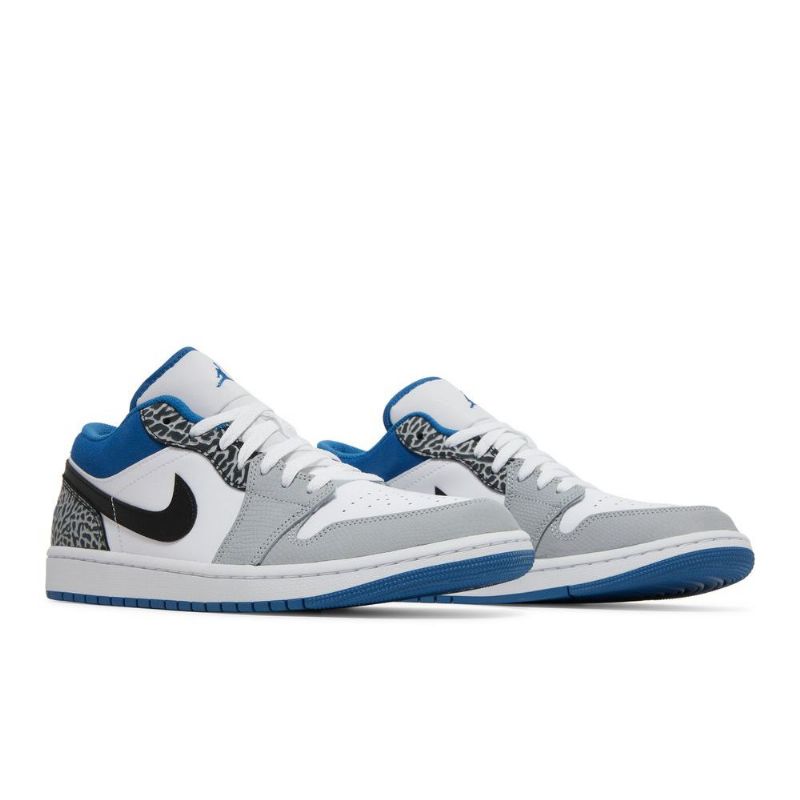 Air Jordan 1 Low Se Blå Hvid Grå Sort Sko Herre