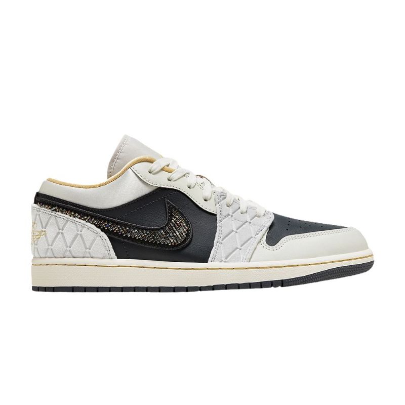 Air Jordan 1 Low Se Grå Sort Guld Sko Herre