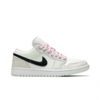 Air Jordan 1 Low Se Grøn Sort Lyserød Sko Dame