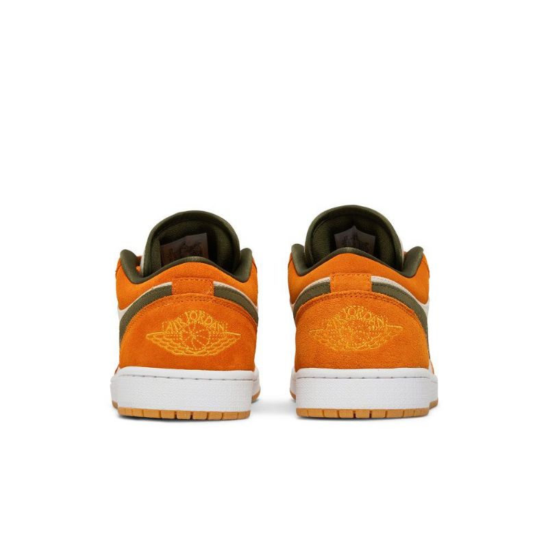 Air Jordan 1 Low Se Hvid Olivengrøn Orange Sko Herre