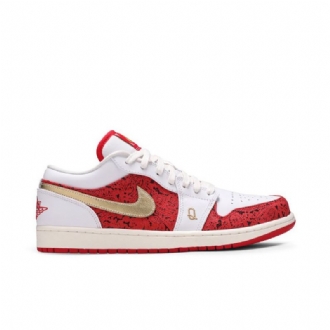 Air Jordan 1 Low Se Hvid Rød Guld Sko Herre
