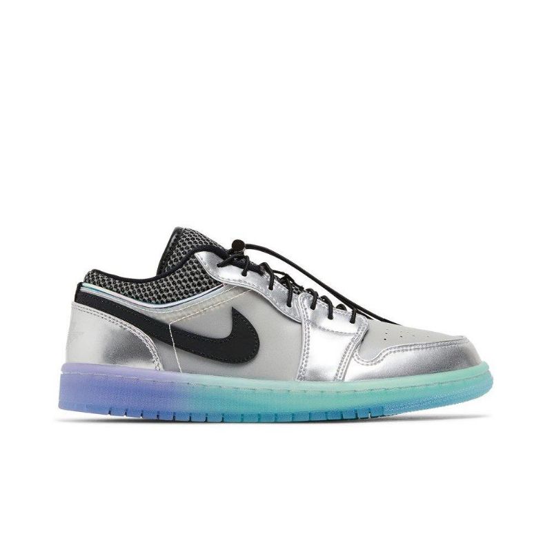 Air Jordan 1 Low Se Hvid Sølv Sort Sko Dame