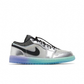 Air Jordan 1 Low Se Hvid Sølv Sort Sko Dame