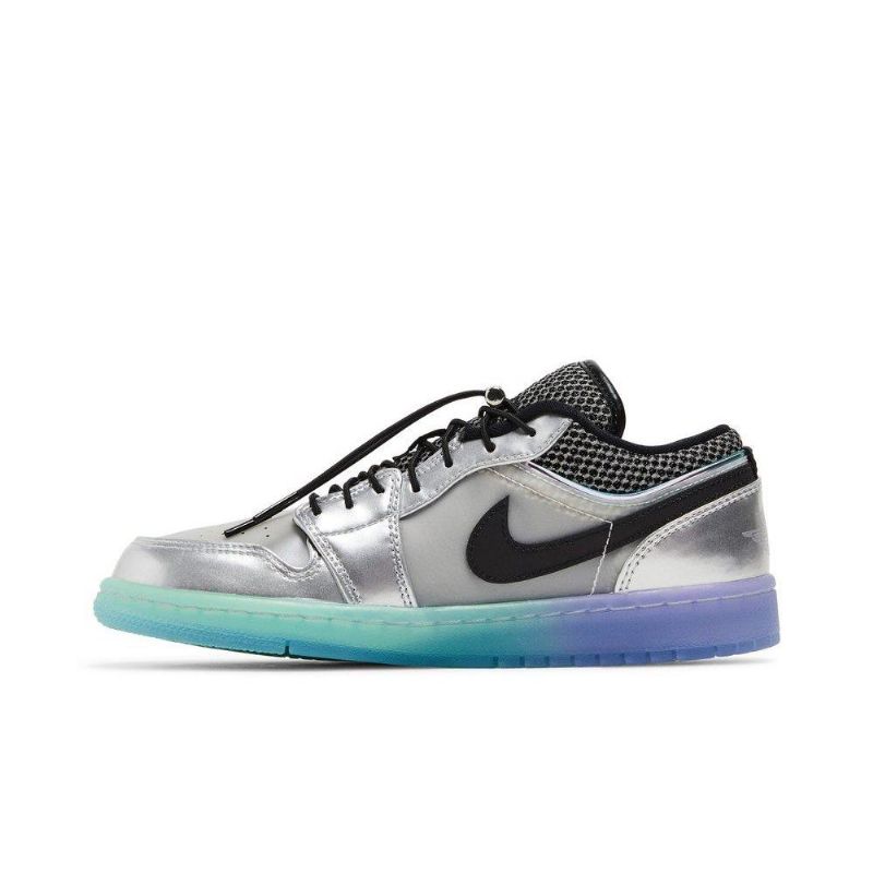 Air Jordan 1 Low Se Hvid Sølv Sort Sko Dame
