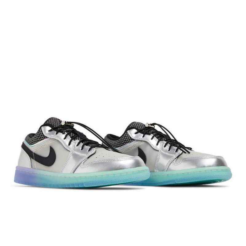 Air Jordan 1 Low Se Hvid Sølv Sort Sko Dame
